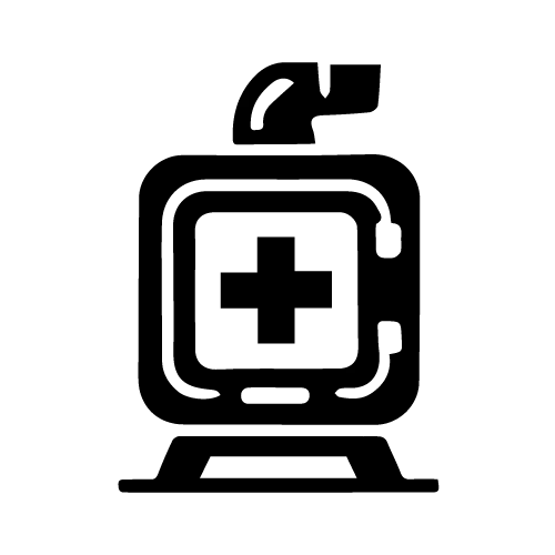 Pixel art of a medical kit with a cross symbol in the center.