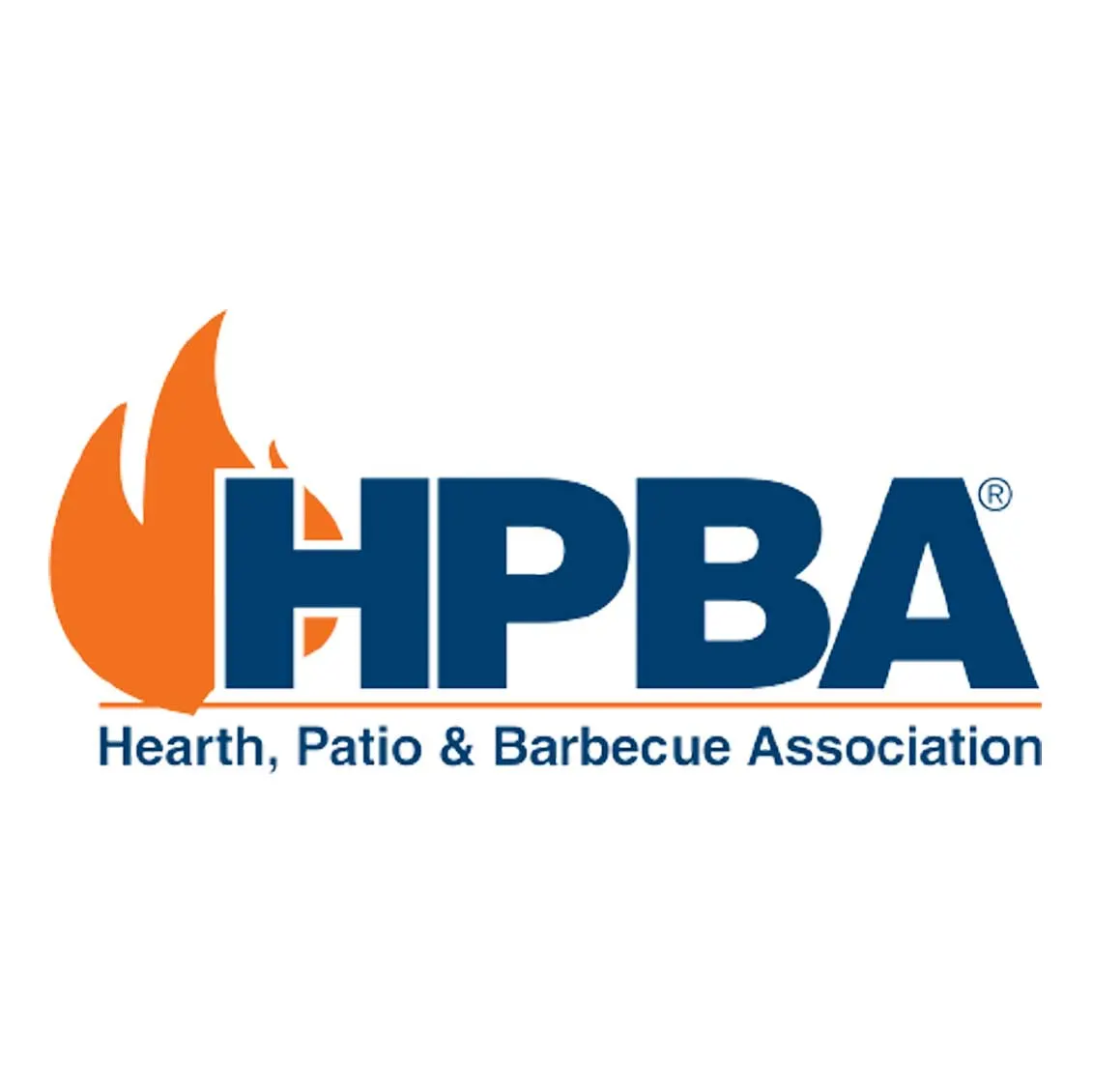 HPBA logo showing an orange stylized flame to the left of large blue letters HPBA above the text Hearth, Patio and Barbecue Association