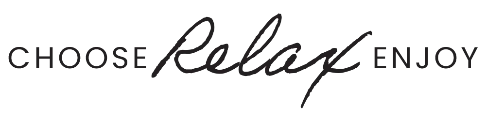 Choose Relax Enjoy written on a white background in a pixelated black font.