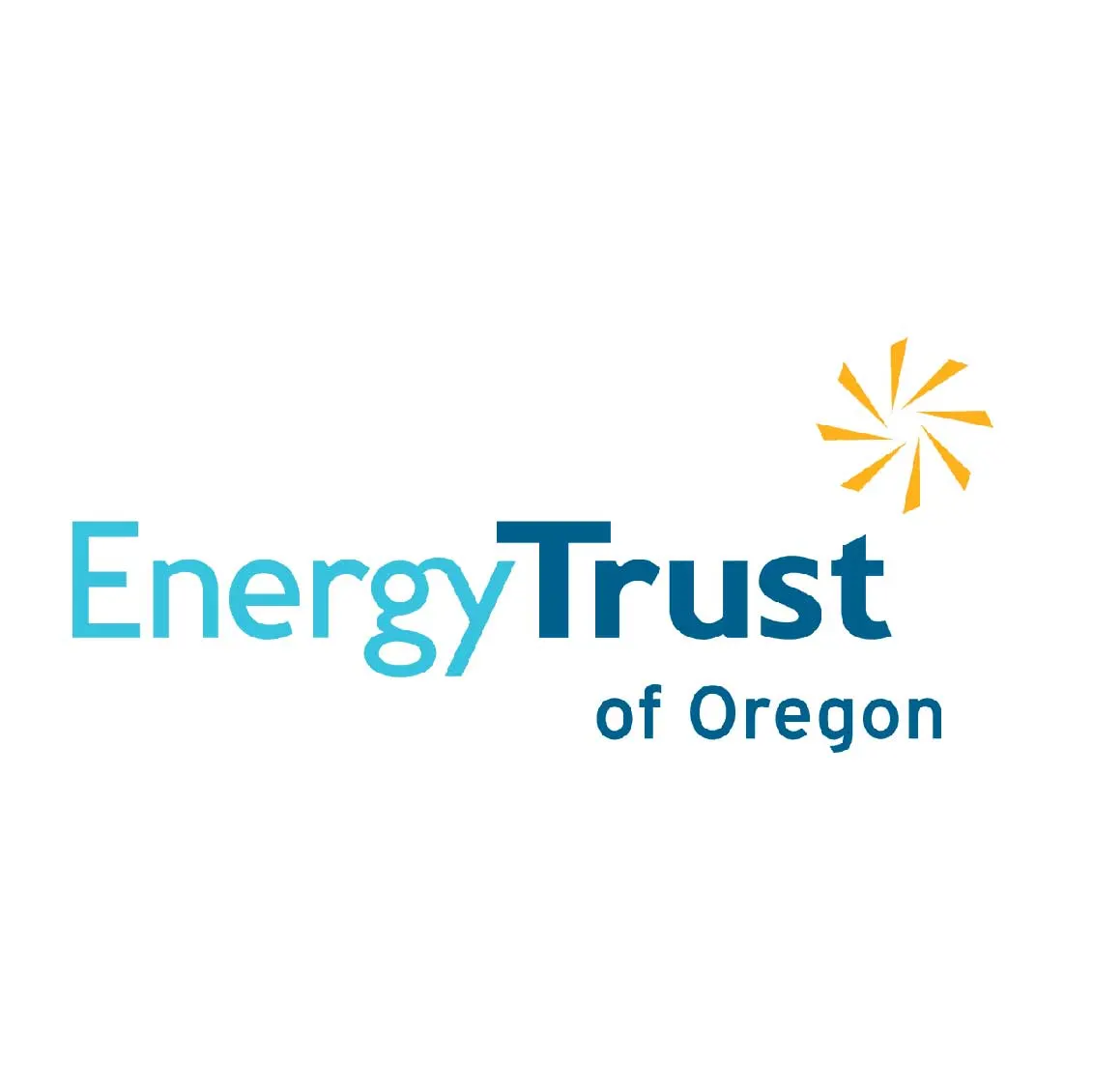 Energy Trust of Oregon logo with teal Energy and dark blue Trust text and a yellow stylized sunburst in the upper right