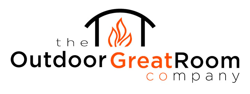 Logo for The Outdoor GreatRoom Company. Features a stylized flame inside an arch above the text. 