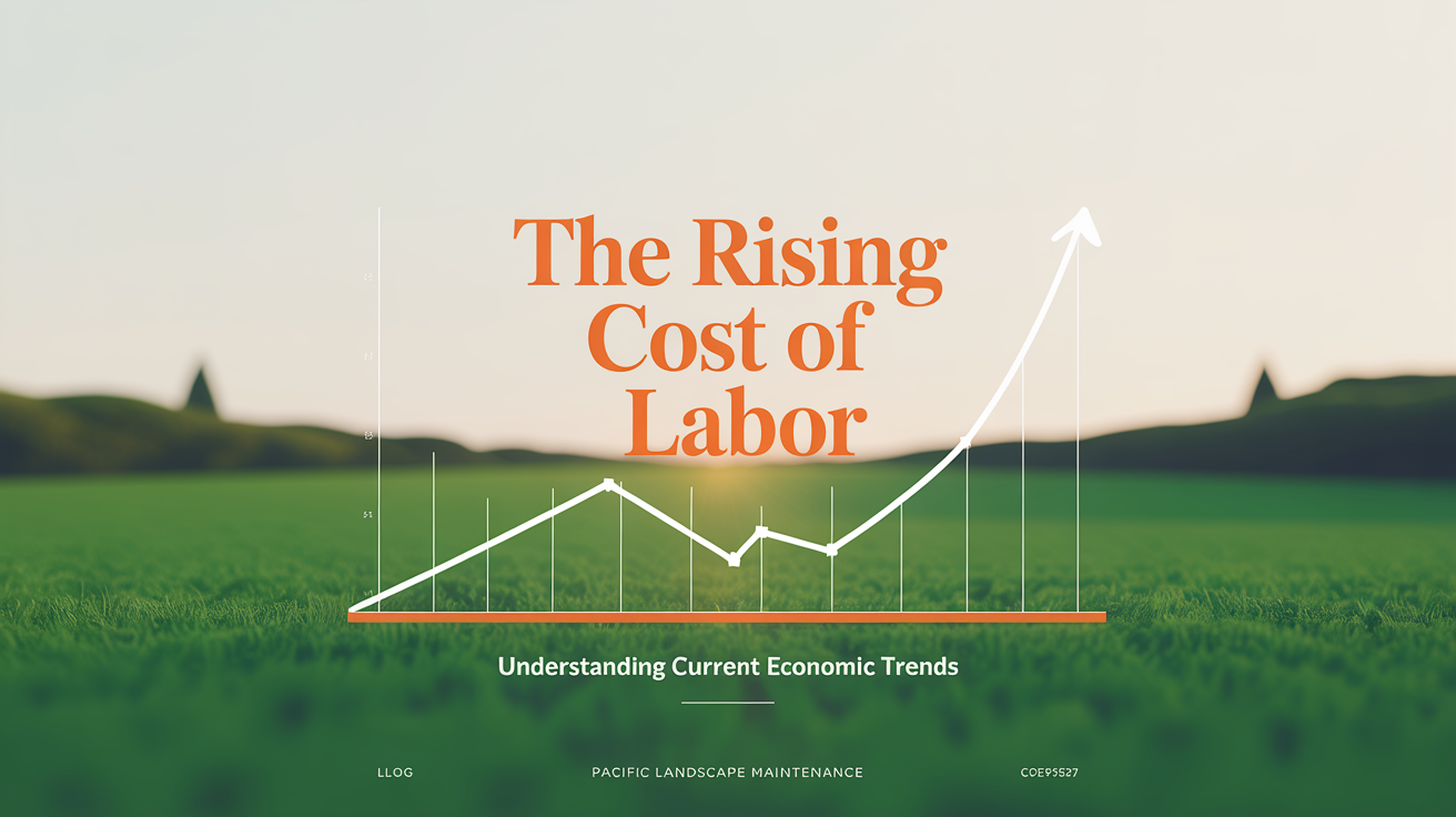 Graph on a blurred landscape shows rising labor costs with text: 