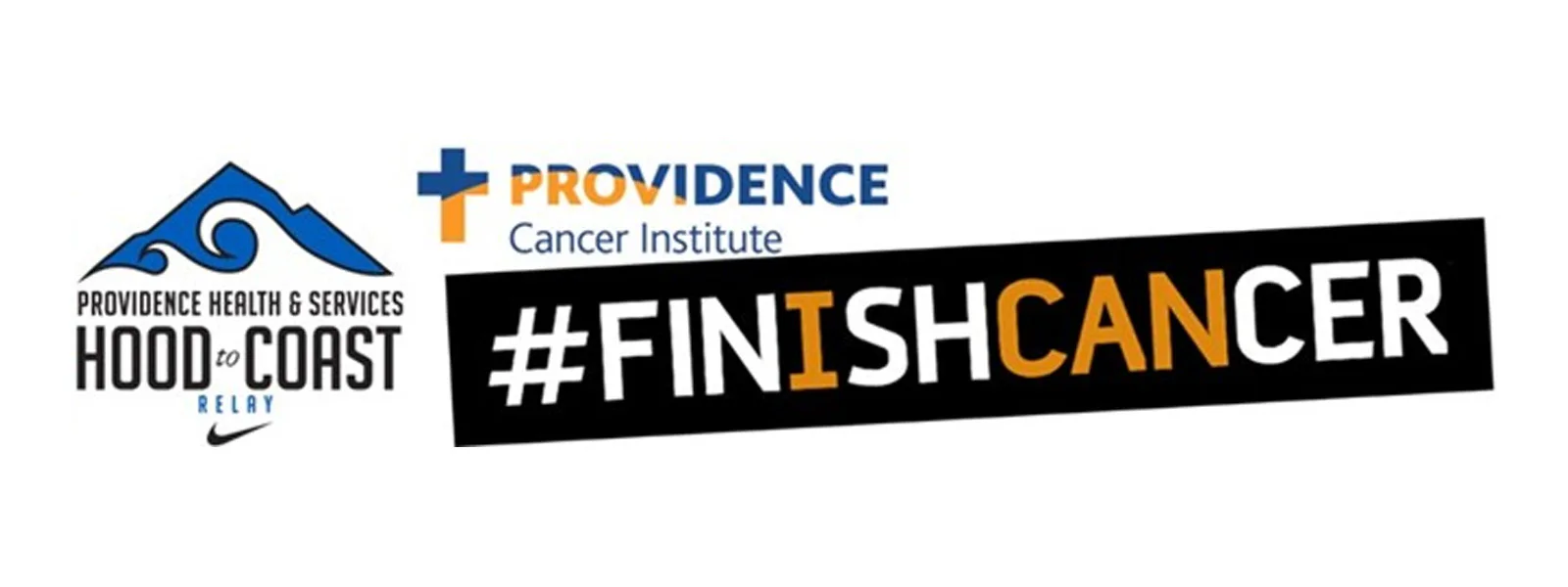 Logos of Providence Hood to Coast Relay and Providence Cancer Institute with the hashtag 