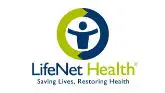 Logo of LifeNet Health featuring a blue and green circular design with a human figure in the center. Below is the text: LifeNet Health. Saving Lives, Restoring Health.