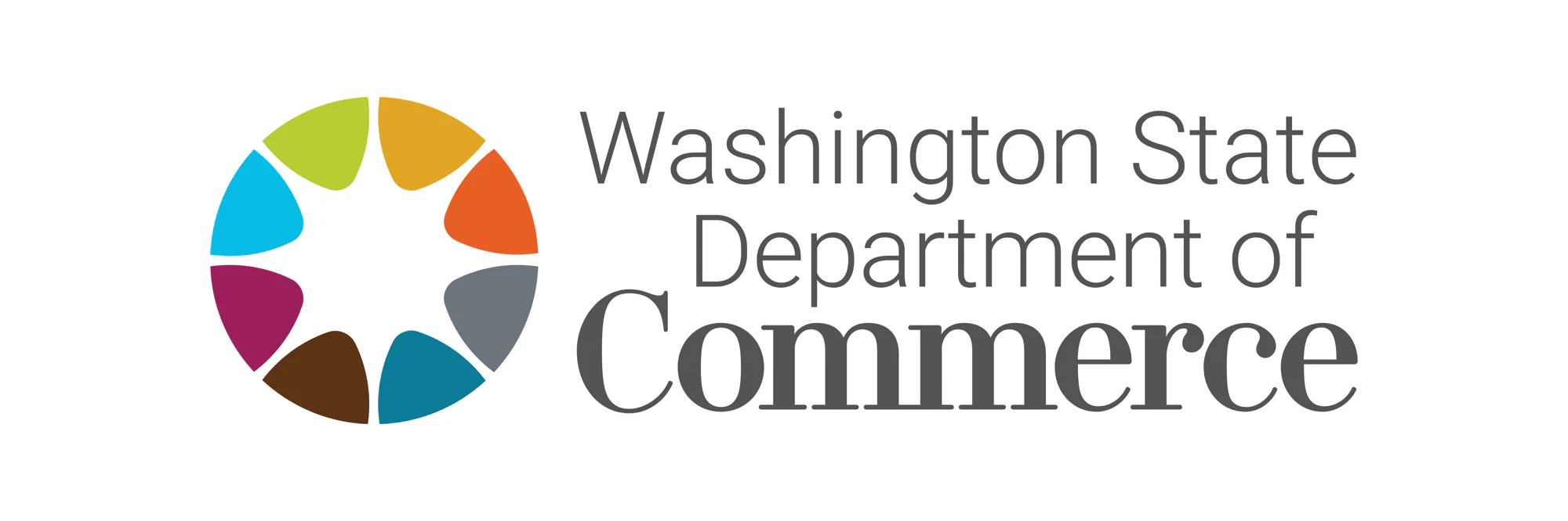 Washington State Department of Commerce logo with colorful circular emblem and text