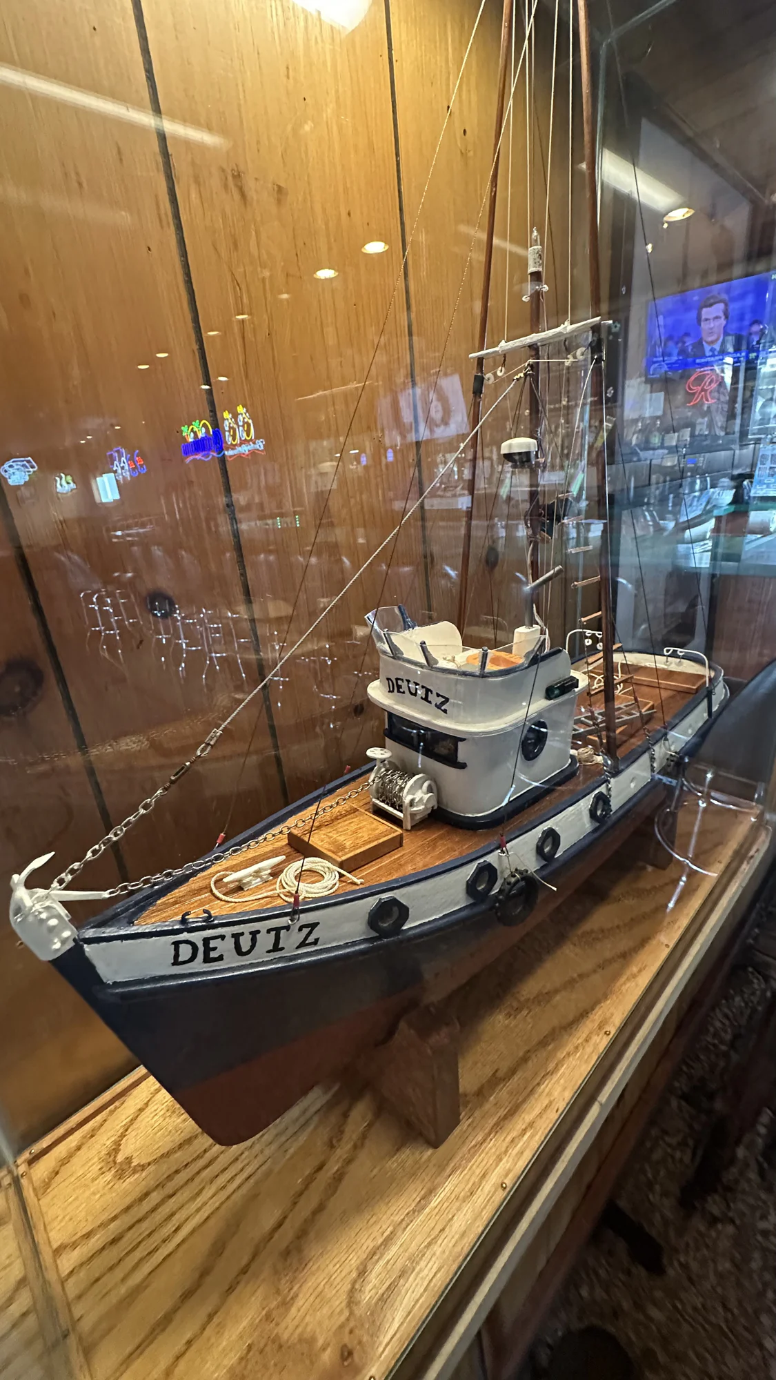 A detailed model ship named 